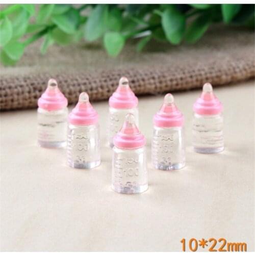 10pcs Cartoon Baby Bottle DIY Mini Accessories Baby Shower Decorations Resin Milk Bottles Home Accessories Birthday Party