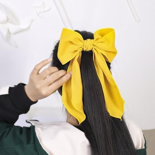12pcs Long Tail Hair Bow Ponytail Holder New Chiffon Bowknot Elastic Hair bands for Women Girls Hair Accessories