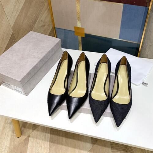 2021 New Spring Large Size 33-42 Womens High Heels Genuine Leather Shoes Luxury Brand Pumps Hot Sell Shoes Hoof Heels Pumps