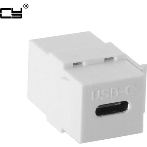 Type-C USB-C Adapter Extension Keystone Jack Coupler Female to Female for Wall Plate Panel USB Cable White