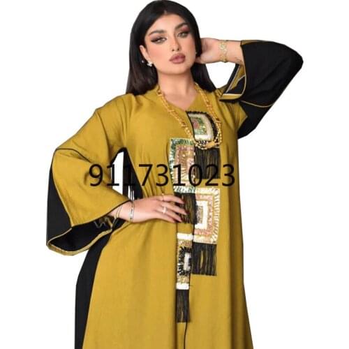 African Dresses for Women Summer Fashion African Women Tassel Sequin Dress Boubou Gowns Islamic Clothing Robe