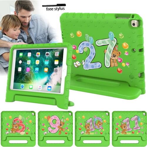 For IPad Mini 1/2/3/4/5/iPad 2 3 4/ipad 5th 6th Gen Shockproof Handle Stand Shell EVA Safe Foam Protective Cover+ Free Stylus