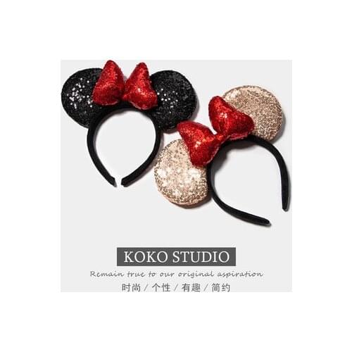 Kawai 2020 Disney High Quality Parks Minnie Mickey Bowknot Cartoon Ears Headband Girl Hair Band