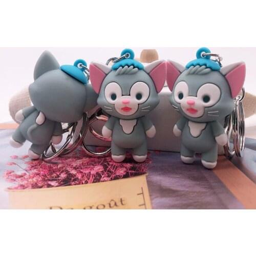 Disney Pendant For Female Bag Accessories car Pendant keychains Cute Doll Keyring Cartoon Cat Duffy Bear Doll key chain