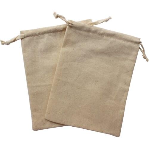 140g/m2 cotton fabric (50pcs/lot) Environmental cream drawstring cotton gift wrap bag pouch cutomize logo and size