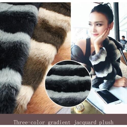 Artificial fur Three-color wool jacquard Caramel gradient jacquard plush fabric Artificial wool Fabric fur