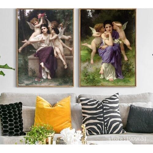 No frame classical religious figures nude angel landscape canvas printings oil painting printed on cotton art decoration picture