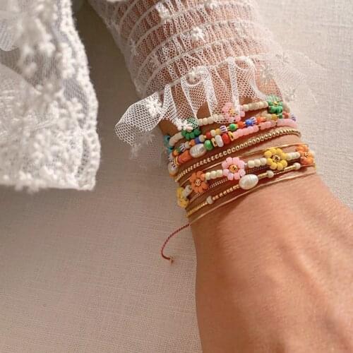 Colorful Beads Love Bracelets Set Choker For Women Crystal Bracelet & Bangles Cute Flower Fashion Handmade Jewelry 2021 New