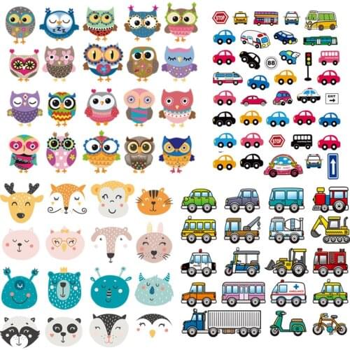 Cartoon Cars Parches Baby Shirt Patch For Clothes Garment Accessory Washable Heat Transfer Diy New Nordic Style Animal Stickers