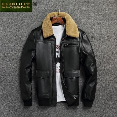 Genuine Leather Jacket 100% Men Winter Motorcycle Real Cow Leather Coat Male Bomber Jackets Natural Leather Jackets 112