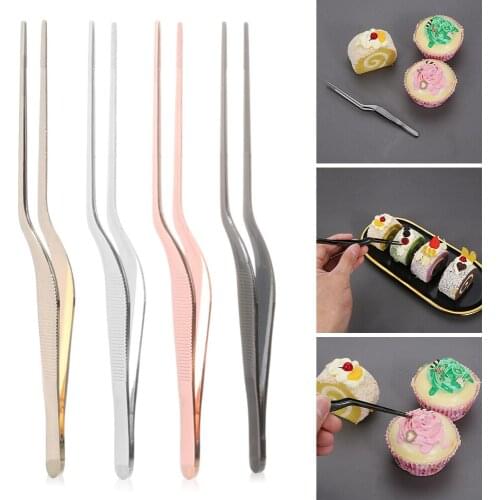 Stainless Steel Plating Chef Food Tweezer BBQ Clip Barbecue Tongs Plating Seafood Tools Kitchen Gadgets Restaurant Accessories