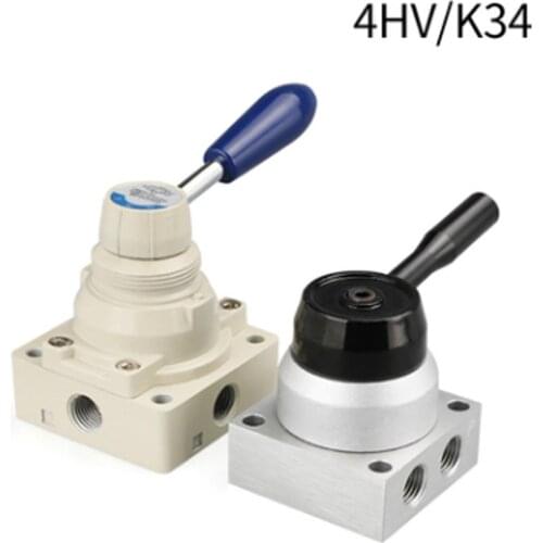 2/3 Position 4 Way 1/4" 3/8"Thread Hand Lever Operated Pneumatic Valve Rotary Manual Control Cylinder Gas Valve Switch