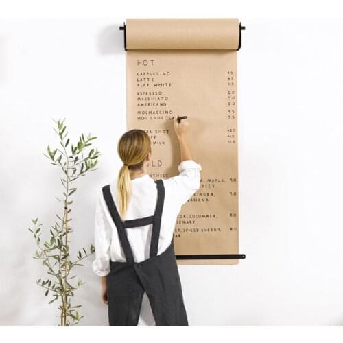Modern Design Wall Mounted hand writing painting message kraft paper drawing board loft coffee shop menu kids drawing paper Rack