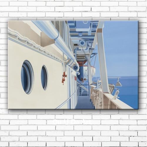 Mediterranean white ship blue sea landscape canvas printings oil paintings printed on canvas home wall art decoration picture