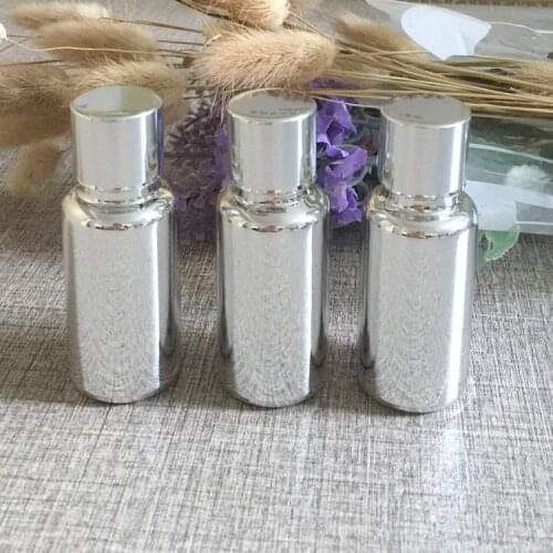 15ml essentical oil glass dropper bottle silver plated makeup container refillable travel container 50pieces/lot