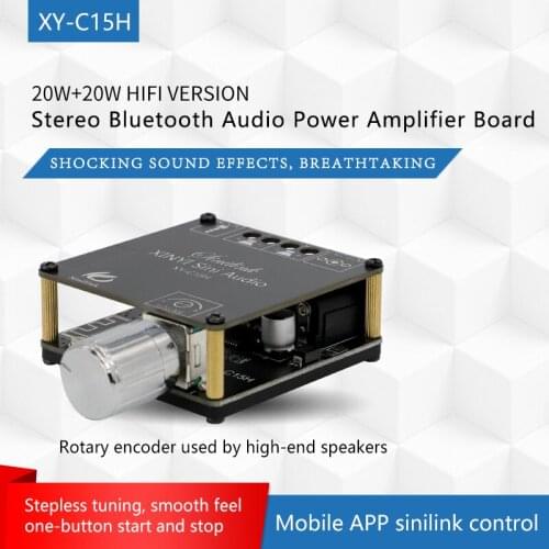 XY-C15H MINI Bluetooth 5.0 Wireless Audio Digital Power amplifier Stereo board 20Wx2 Bluetooth Amp Amplificador App Control