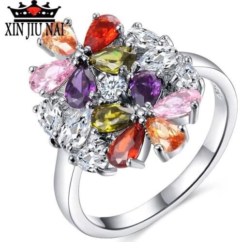 Vintage Rings For Women Horse Eye Colorful Stone Flower Luxury Jewelry Bridal Wedding Bague Engagement Ring cubic zirconia ring