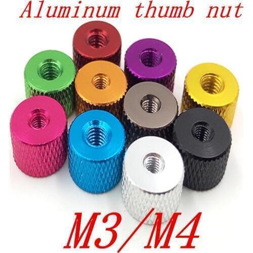 10pcs/lot M3 M4 Knurled colourful aluminum thumb nut