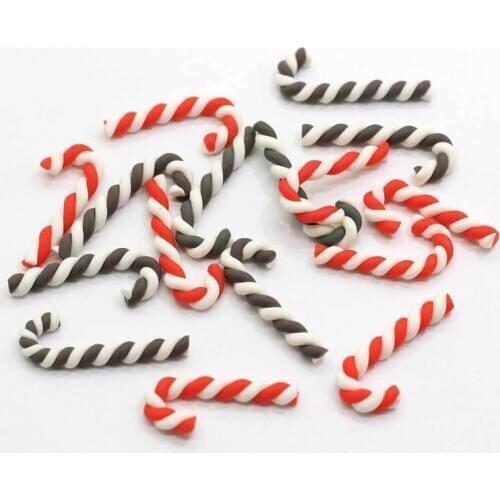 10pcs/bag Christmas Sugar Polymer Clay Nail Decoration Lovely Outlooking Nail Art Decorations Candy Cane Creative 2 Colors