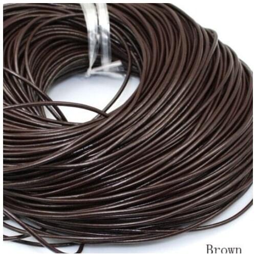 100M/lot light brown black brown 1mm 1.5mm 2mm wax Round COW Genuine Leather Cord accessories Necklace Rope String Thread h35356