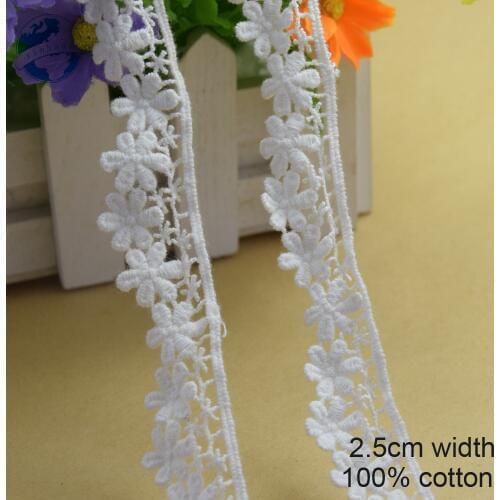 2.5cm width 100% cotton lace sewing ribbon guipure lace trim or fabric warp knitting DIY Garment Accessories african lace#2644