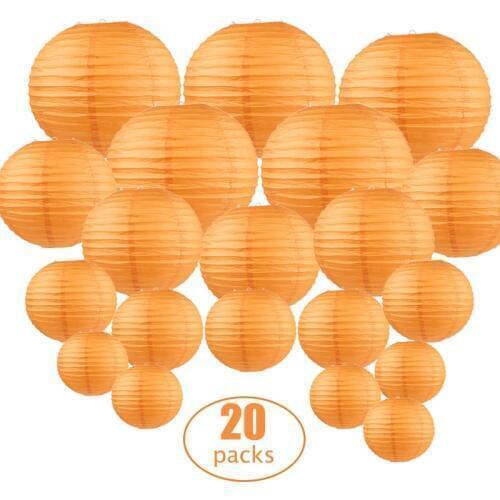 20 pcs 6"-12" Orange Paper Lantern DIY Halloween Hanging lampion Chinese Japanese Paper Ball lampionnen for Outdoor Party Decor
