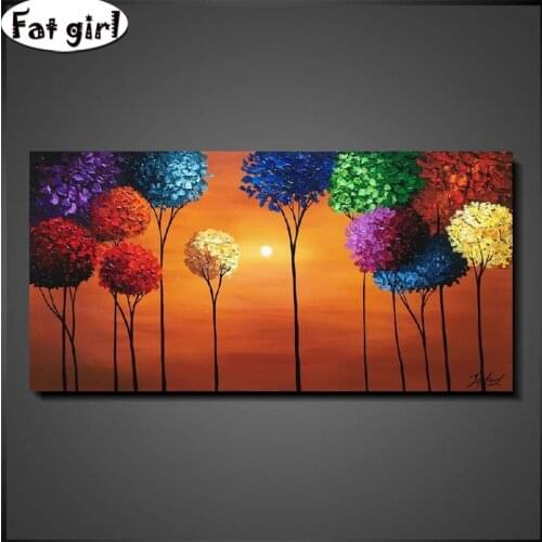 5d Diy Diamond painting Abstract tree picture cross stitch Colorful leaves mosaic embroidery square round drill wall hanging