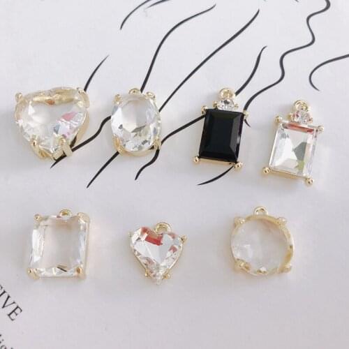 DIY Jewelry Accessories Square Round Oval Love Heart Shape Transparent Rhinestone Pendant Jewelry Accessories Material