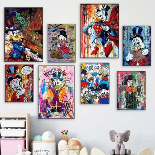 5D DIY Diamond Painting Graffiti Art Disney Classic Animation Donald Duck Diamond Embroidery Art Picture for Kids Room Decor