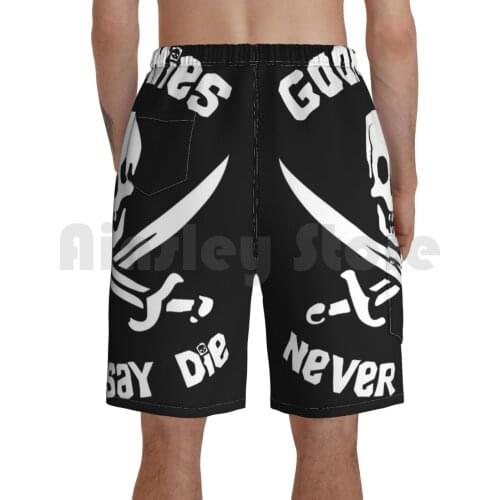 Goonies Never Say Die Beach Shorts Men Beach Pants Swim Trunks Goonies Pirates Never Say Die Skull Swords Astoria One