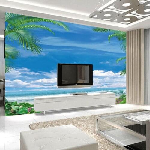 Beibehang Cool ocean simple 3D Stereoscopic March large room wall living room sofa TV background paper wall papel de parede