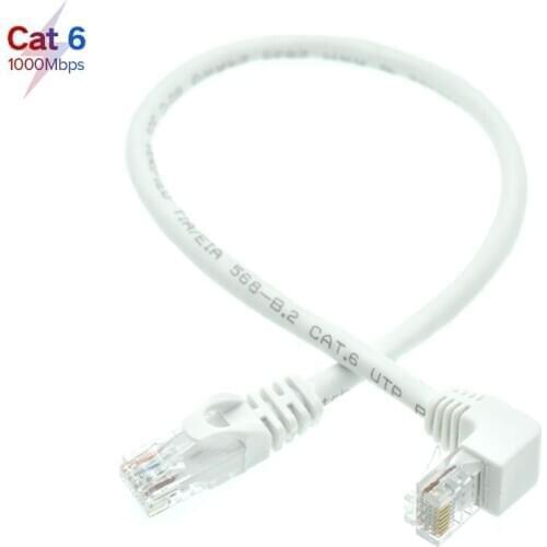 White Cat 6e RJ45 cable CAT6 8pin UTP Side Angled L Shape RJ45 Patch Cord Shape Ethernet Cable 6e Lan Short Cable Gigabit CAT6