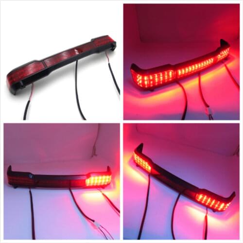 Aftermarket Free Shipping Motorcycle Parts LED Tail Brake Light Trunk Classic King Tour Pack For Harley Touring Wrap 97-08