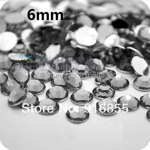 Free shipping SS30 6mm 3000pcs Flatback Resin rhinestones,Transparent gray nail art rhinestones,Wholesale DIY phone case deco