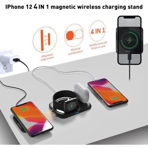 15W Qi Fast Wireless Charger Stand For IPhone 12 11 XR X 8 Apple Watch 4 In 1 Charging Dock Station For Airpods Pro IWatch