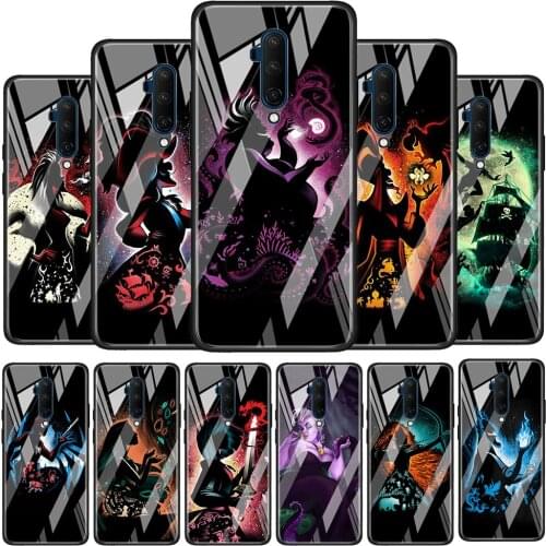 Villain Disney Princess Tempered Glass Cover For OnePlus Z 7 8 9 7T 8T 9R Nord 5G Pro Silicone Phone Case Coque