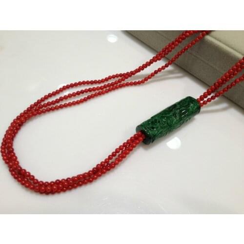 Long Coral Necklace With Htelongsen Multilayer 3MM Red Coral For Women Jewelry Free Shipping