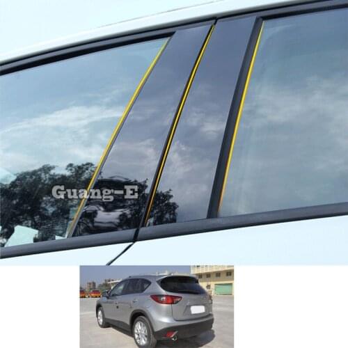 For Mazda CX-5 CX5 2012-2016 Car PC Material Pillar Post Cover Door Trim Window Piano Black Molding Sticker Plate