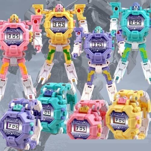 Deformation Robot Wristwatch Action Trasformation Cartoon Electronic Robot Watch for Kids Creative Toys