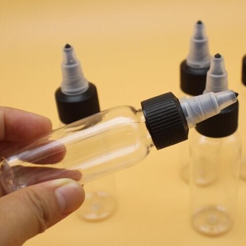 100pcs New 30ml/60ml Twist Cap Empty Plastic Transparent Tattoo Ink Pigment Clear Bottle Supplies Tools