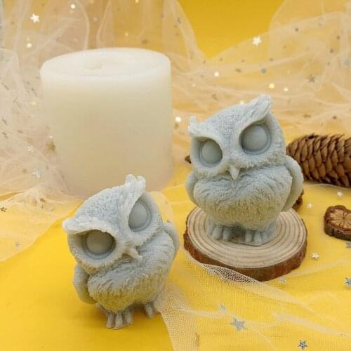 Crooked Owl Scented Candle Mold Handmade Three-dimensional DIY Cartoon Owl Silicone Mold Resin Molds Candle Making Supplies
