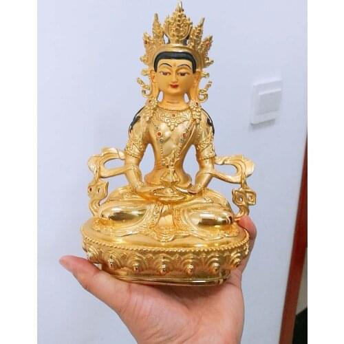 GOOD Nepal BUDDHA High-grade gold gilding Buddha brass statue HOME family effective protection Tibet Amitayus Amitabha Buddha