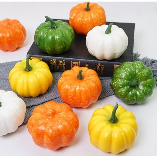 Imitation Foam Fake Green Pumpkin Model Cabinet Decoration Props Simulation Halloween Pumpkin Mini with Handle Small Pumpkin