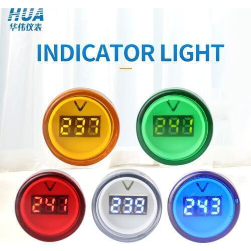 22mm Voltage signal indicator/LED Digital display voltemeter/Volt indicator signal lights/Measuring Range AC 80-500V