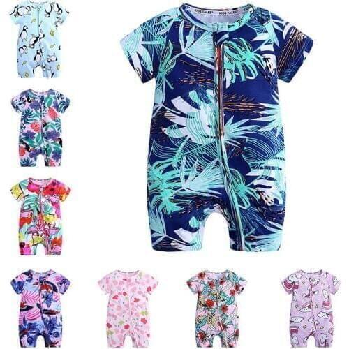 Baby Romper Cartoon Animal flower maple leaf Printed Short Sleeved Girls Boys Kids Clothing Jumpsuit Clothes boxer