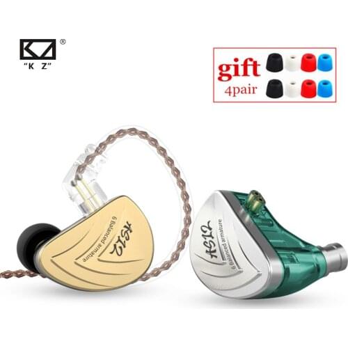 KZ AS12 6BA In Earphones HIFI Sport Monitor Headset Noise Cancelling Earbuds Earphones Replaceable cable KZ AS16 AS10 AS06 C16