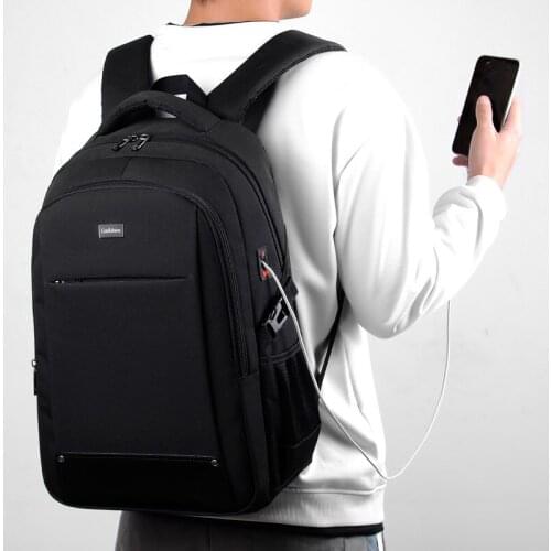 Men Backpack Laptop 15.6 Oxford Black Large Capacity USB Charging Male Backpack School Bag for Boys Teen 2021