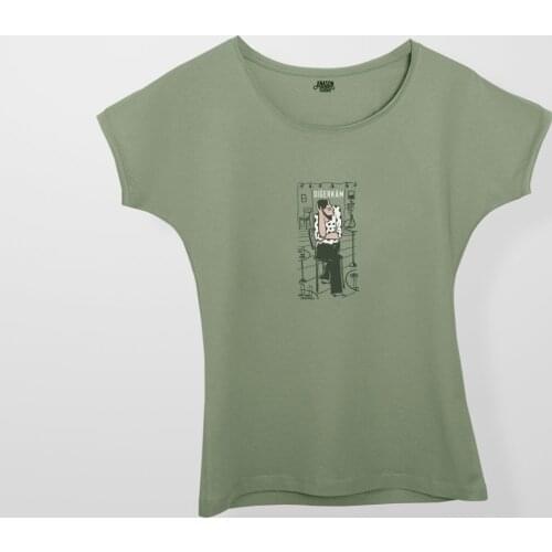 New season womens t-shirt round neck natural cotton original brand normal mold bike collar printed standard size outdoor cool