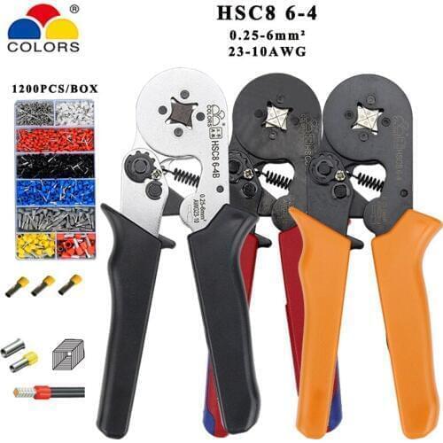 Crimping tools pliers electrical tubular terminals box mini clamp HSC8 6-4 0.25-6mm2 23-10AWG 6-4B/6-4 0.25-6mm2 16-4 tools sets
