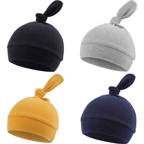 Newborn Hospital Hat Autumn Winter Baby Knot Beanie Baby Boys Girls Hats 0-12 Months